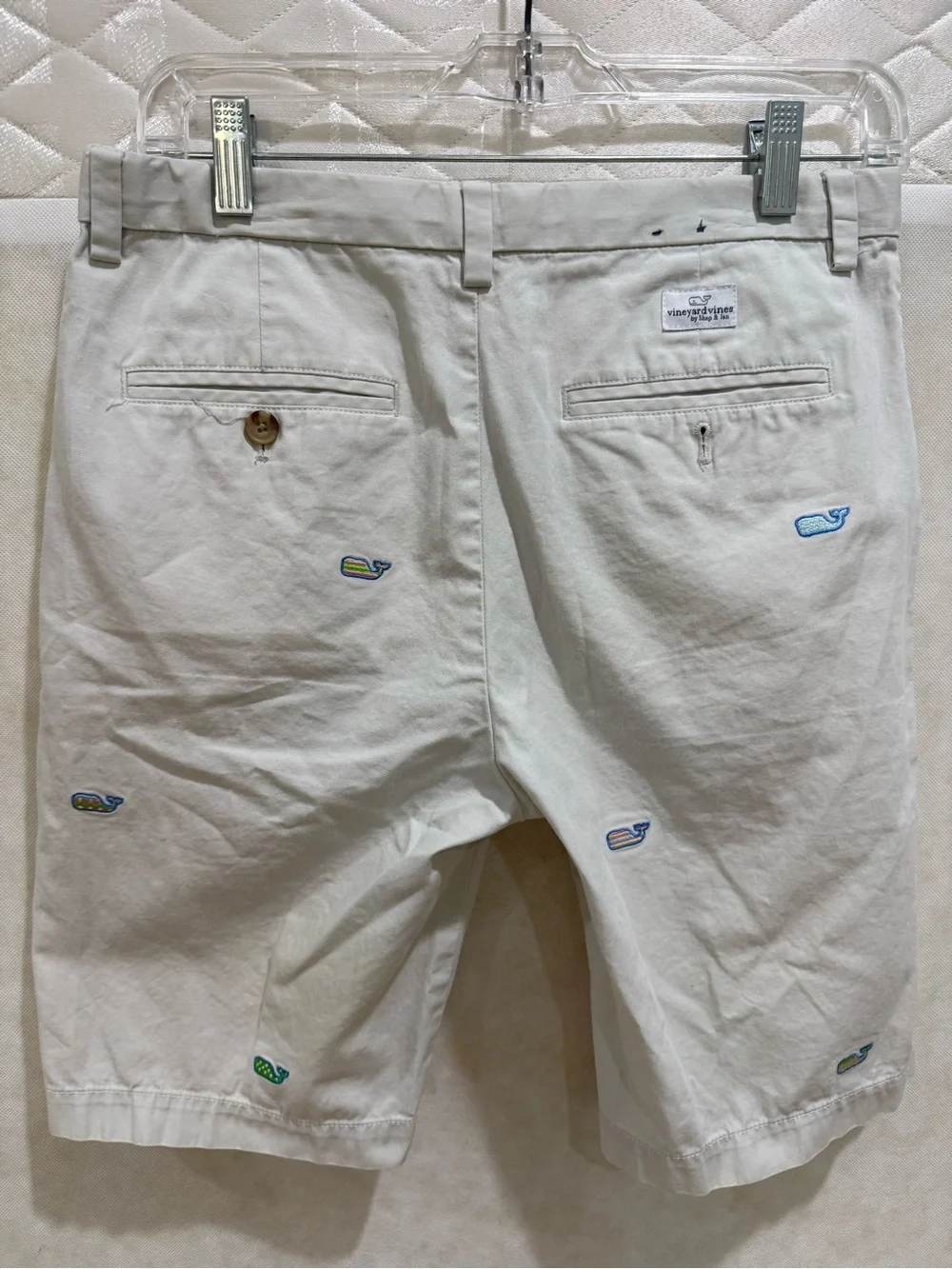 Vineyard Vines Khaki Shorts with Whale Embroidery, size 18